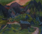Ernst Ludwig Kirchner Kummeralp Mountain and Two Sheds Sweden oil painting artist